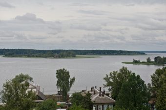Island with a chapel on the lake